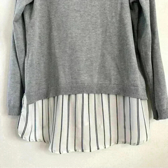 Adrianna‎ Papell Sweater Women's Large Layered V-Neck Grey Ivory Formal Casual - Picture 12 of 15